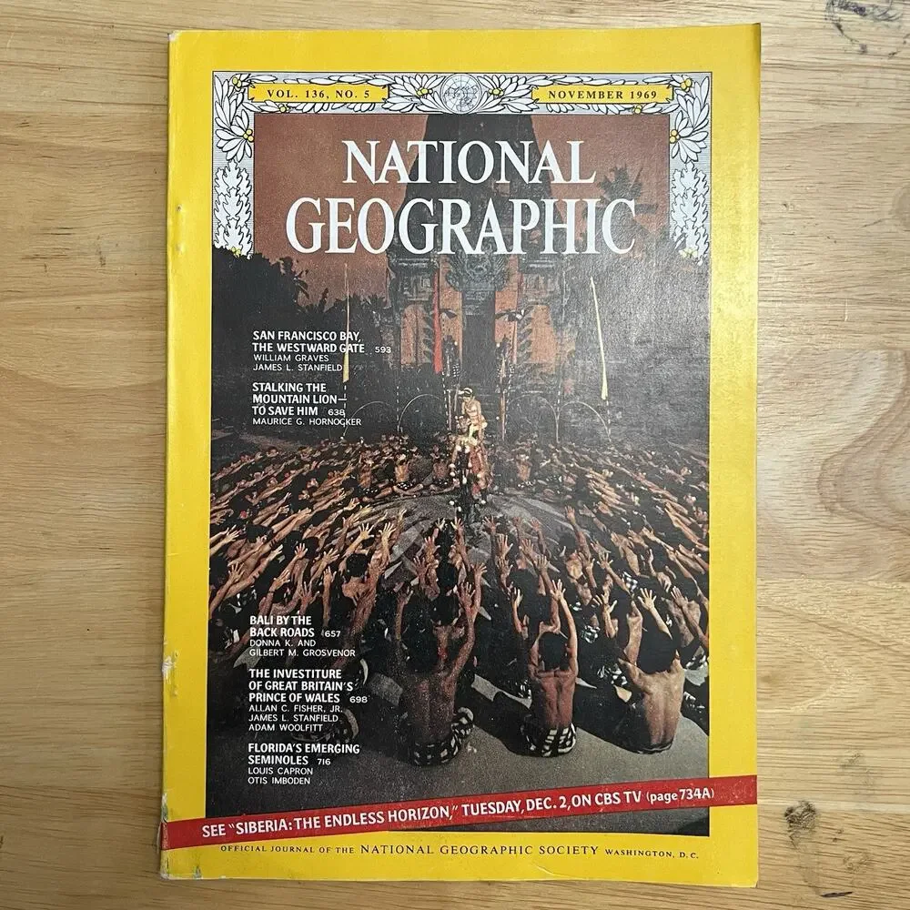 Vtg National Geographic November 1969 Magazine San Francisco Bay Bali Seminoles